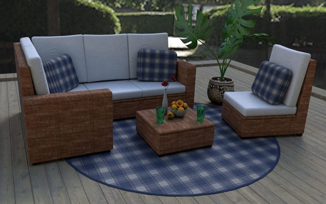 Backyard Deck Furniture Set Render